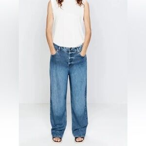 Wide Leg Flare Jeans in Medium Blue - Women's